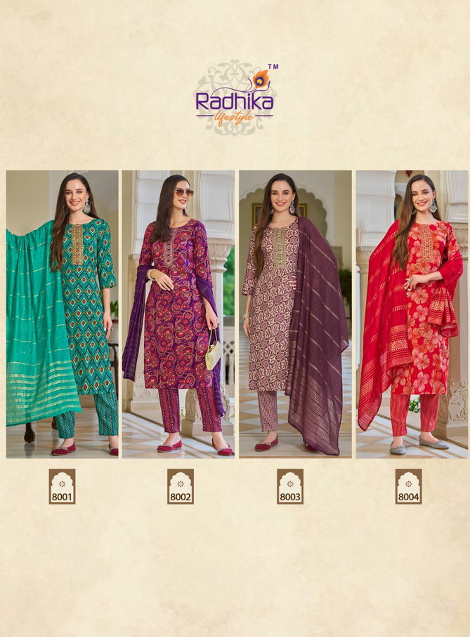 Seerat Vol 8 By Radhika Rayon Foil Printed Readymade Dress Wholesale Online
